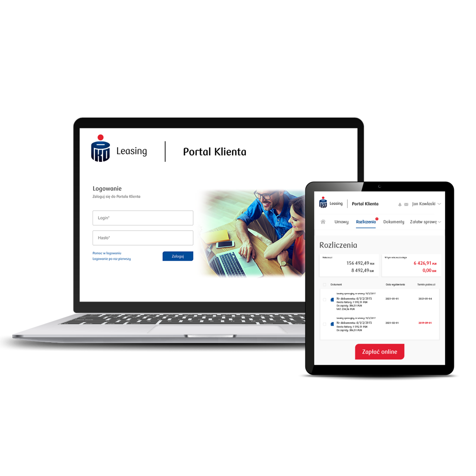 Wizualizacja Portalu na laptopie i tablecie